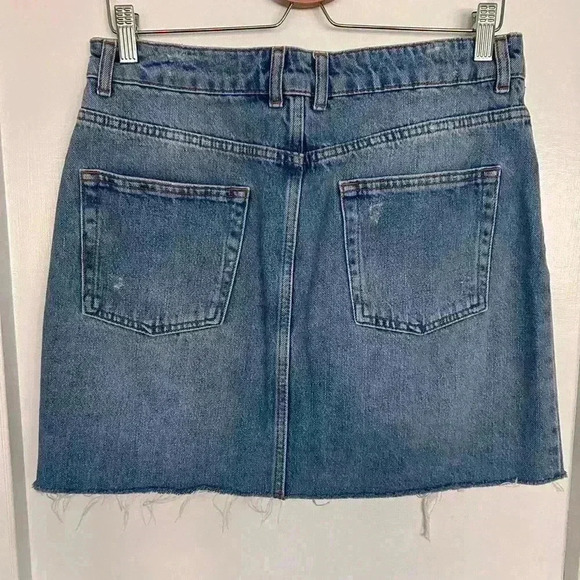 Top Shop Blue Denim Mini Skirt Size 10 - Picture 8 of 11